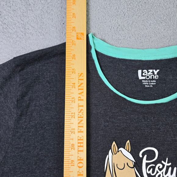 Lazy One Pajama Top Sleep Shirt Women's XL Pasture Bedtime Horse Farmer Rider - Picture 6 of 7
